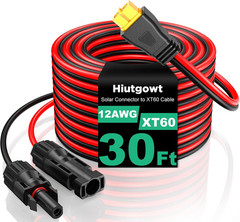 12AWG XT60 Solar Cable 30FT, Solar to XT60 Cable 3 10 15 20 25 40 50FT, Solar Pa