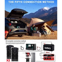 15000W Peak Solar System Kit 2pcs Flexible Panel DC12V/24V AC110V/220V Inverte