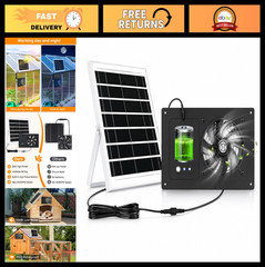 Solar Exhaust Fan for Chicken Coop – 6000mAh Battery, Timer, Waterproof, High-Sp