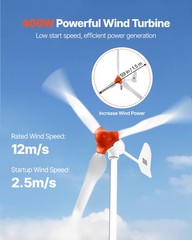 VEVOR 12V 600W Solar Wind Power Kit 2PCS 100W Solar Panels 400W Wind Turbine