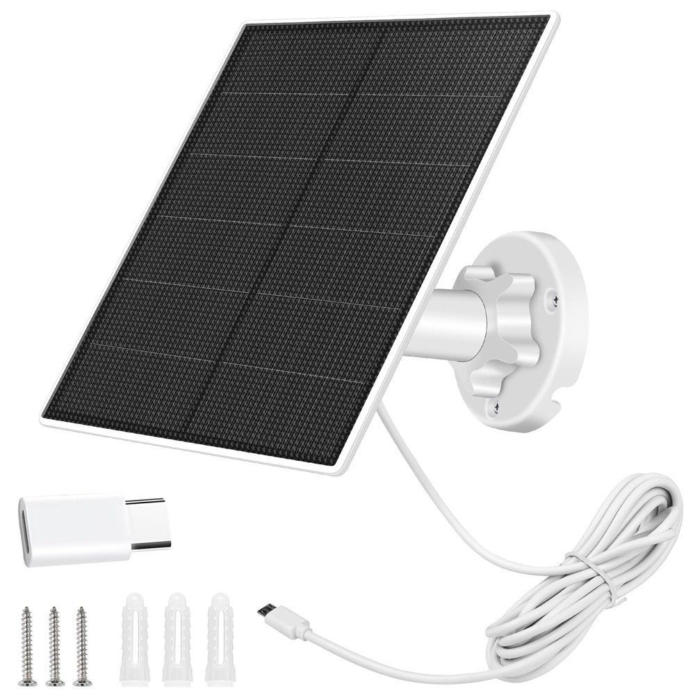 Solar Panel Charger for Security Camera Outdoor, 5W Solar Panels with Micro U…