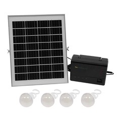 Solar Panel Power Generator Kit Battery Pack Power Station w/ 4 Bulbs Portable