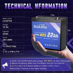 Upgraded 12V 22Ah Lithium Battery LiFePO4, LCD Voltage Diaplay & 30A BMS, Dee…