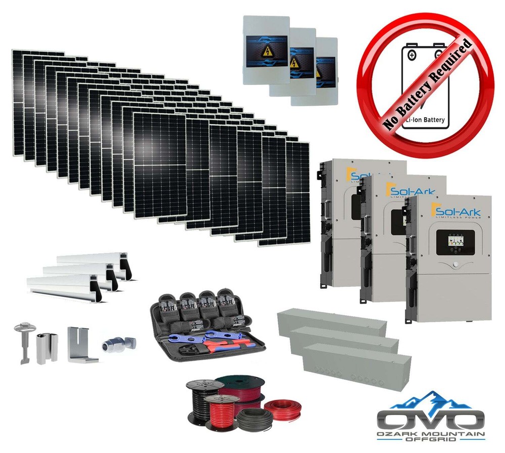 40KW Complete Offgrid Solar Kit + 3x 15K Sol-Ark Inverter +40.15KW Solar with Mo