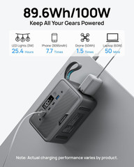Portable Power Station 100W (200W Peak) , 89.6Wh Lifepo4 Solar Power Bank with A