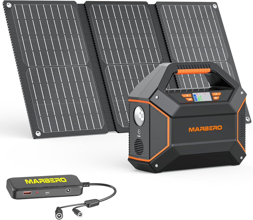 155Wh Solar Generator with 30W Solar Panel Portable Power Station 100W Multi-Out