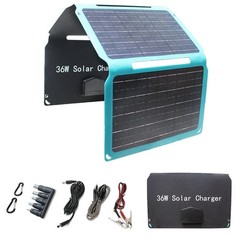 36W Folding Solar Panels 5V 2.5A USB Output Portable Outdoor Camping Sun Power