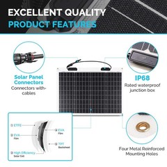 Renogy Flexible Solar Panel 50W 12V Monocrystalline Ultra-Flexible Bendable RV M