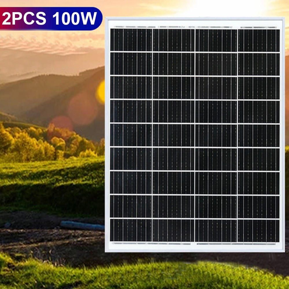 2x Solar Panels 100W 12V High-Efficiency Monocrystalline PV Module Power Charger