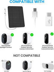Solar Panel Charger Compatible with Arlo Essential 2K Outdoor(2Nd Gen)/Essential