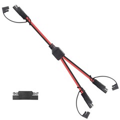 12AWG SAE Y Splitter 1 to 2 Extension Cable with Waterproof Cap 1Ft SAE to 2 …