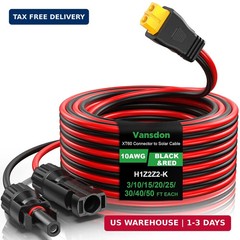 Vansdon Solar to XT60 Cable- 10AWG 30FT XT60 Solar Cable Charging Extension Cabl