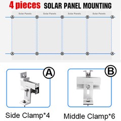 Universal Solar Panel Roof Mount Brackets Kit for 1-4 Pcs Solar Panels Mounting