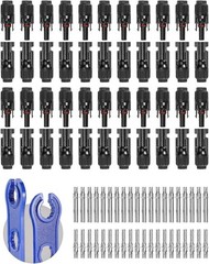44PCS Solar 22 Pairs 10AWG Male/Female & 1 pair of spanners IP67, Black