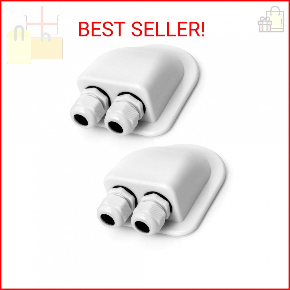 QWORK 2 Pcs IP68 Waterproof ABS Solar Double Cable Entry Gland-Weather Resistant