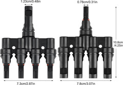 Solar Panel T Branch Connector 1 Male to 4 Female and 1 Female to 4 Male MC4 Cab