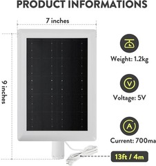 Ring Solar Panel(2nd Generation), 5W Ring Solar Panel Charger with Mount and 12F