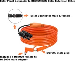 Behaunty Solar Connector DC 8mm Adapter Cable 50FT, 12AWG + 14AWG Tinned Copper