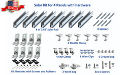 Solar Rail kit for mounting 4 panels with clamps and L brackets
