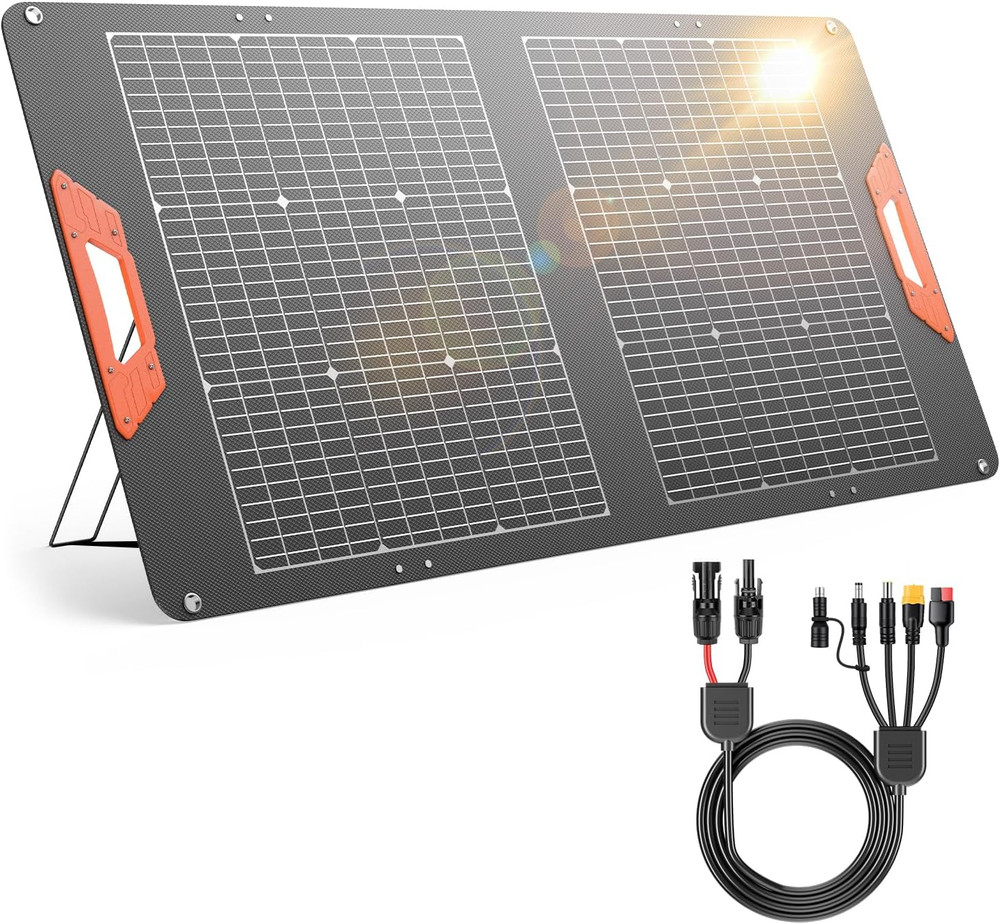 100W Portable Solar Panel for Power Station – 24% Efficiency Bifacial Solar Pane