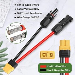 Solar to XT60 10AWG 20FT Extension Cable for Solar Panel Portable Power Station