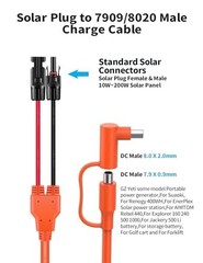 2M Solar Connector to DC 8mm Adapter Cable, 12AWG/14AWG for Portable Power Stati