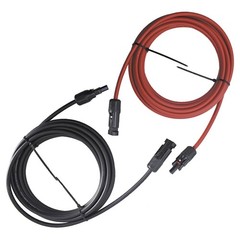 1 Pair 15Ft 10AWG Black + Red Solar Panel Extension Cable Wire Connector