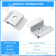 12 Pack Solar Panel Mid Clamps 1.06 Inch Solar Panel Bracket Aluminium Mounting