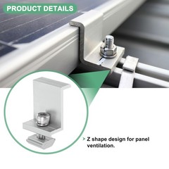 12pcs Solar Panel Mounting 45mm Z Clip Aluminum End Clamp for RVs White