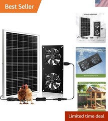Waterproofed Solar Powered 2 Fan Kit for Outdoor Chicken Coop Shed | 25W Sola…