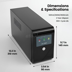 Backup UPS Power Supply 500VA 300W Battery Backup Device with 3 Outlets