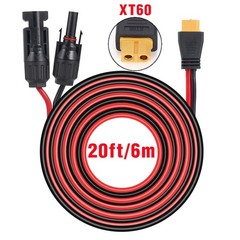 20ft/6m XT60 Female to Solar Connector Extension Cable Wire for Solar Generator