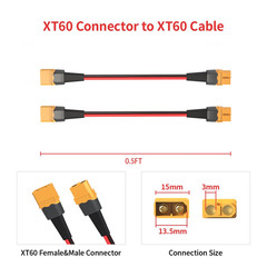 2 Pack XT60 Extension Cable 12AWG 0.5FT for Portable Power | XT60 male to fem…