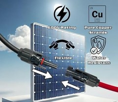 Solar Extension Cable 10 AWG 100 Feet PV Wire Male Female Connectors