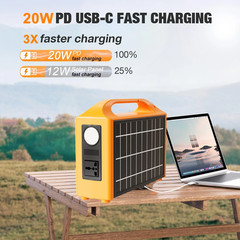 100W Portable Solar Power Station Generator Output AC 220V 110V Lifepo4 Power Ba