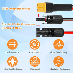 10AWG 25FT XT60 Solar Extension Cable 2 3 6 10 15 20 25 35 40 50 75 100FT XT60 S