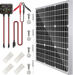 Solar Panel Kit 50W 12V, Waterproof Solar Battery Trickle Charger Maintainer + S