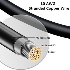 100FT 10 AWG Solar Panel Extension Cable PV Wire Solar Connectors Pair 6mm²