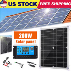 Portable 12V 200W Car Van Boat Caravan Camper Solar Panel Battery Charger Kit US