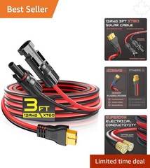 Weatherproof 3FT XT60 Solar Charging Cable with 30A Capacity & Copper Wire