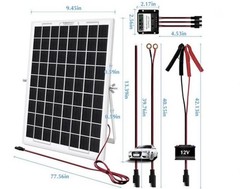 10 Watt 12 Volt Portable Solar Panel Waterproof W/Controller & Mount Brackets