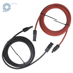10 AWG Solar Panel Extension Cable Wire Connector 1 Pair 15ft Black + Red