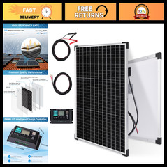 50W Solar Panel Kit 12V Monocrystalline, 10A Charge Controller, RV/Car Off-Grid