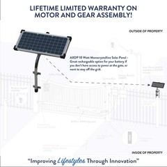 10-Watt Premium Monocrystalline Solar Panel Kit for Automatic Gate Openers