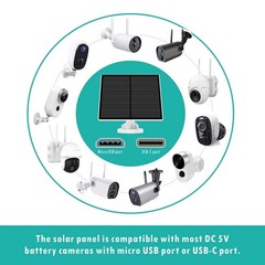 5W Solar Panel for Security Camera Outdoor, 5V USB Solar Panel Charger Compat…