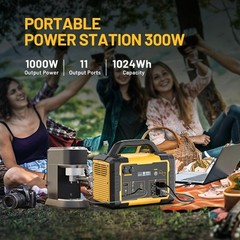 1024Wh 1000W Portable Battery Solar Ready Off-Grid Outdoor Backup Power Supply