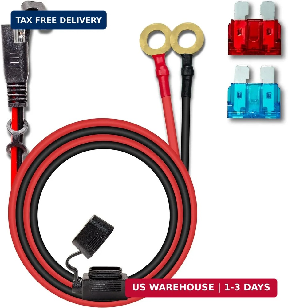 BFXM 16AWG 2FT SAE Connector Extension Cables with 10&15A Fuse | 2 Pin SAE to O