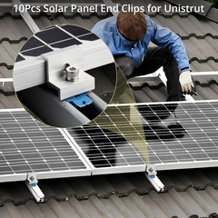 10Pcs Solar Panel End Clamp for Standard Unistrut, Aluminum 30Mm/35Mm Solar Pane