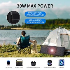 30W Portable Solar Panel,Foldable Solar Panels Charger for Camping Hiking