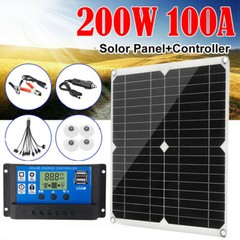 200W Solar Panel Kit 100A 12V Battery Charger Controller Caravan Boat Outdoor US